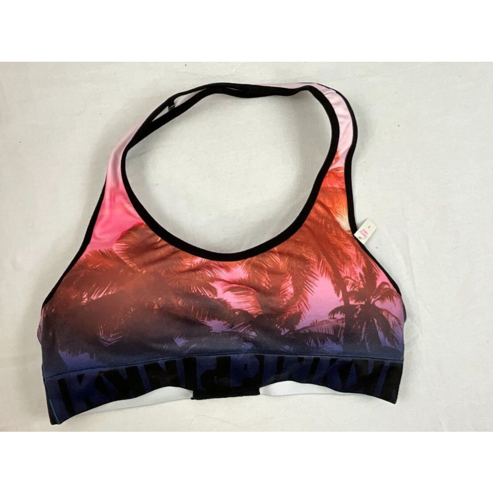 Women’s PINK Victoria’s Secret Watercolor Palm Tree Halter Sports Bra Size S NWT